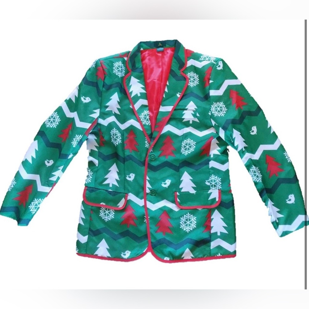 Men's Christmas Starlight Colorful Polyester Blazer, L NEW